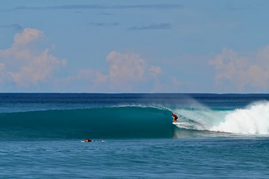 A clean right-hander peeling at Lance's Right, Mentawai