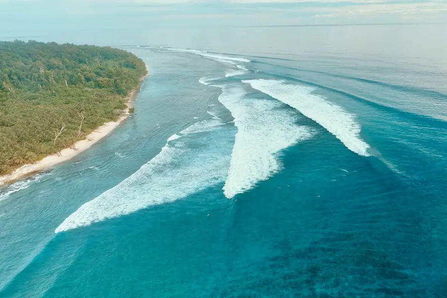 Aerial of the long left at Bojo